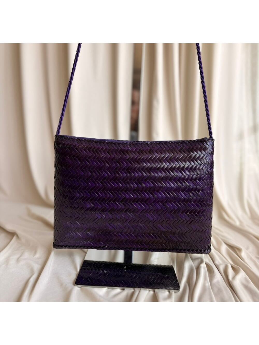 Valerie Woven Purple Shoulder Bag - Made in Philippines, Vintage Boho